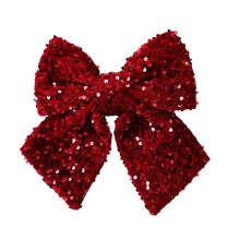 Velvets Bows Ornament For Holiday Decorations-Wine Red Sequins