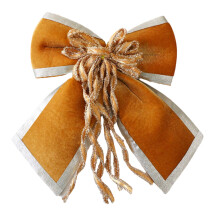 Festives Velvets Bowknot Decorative Accent-Champagne Gold ribbo