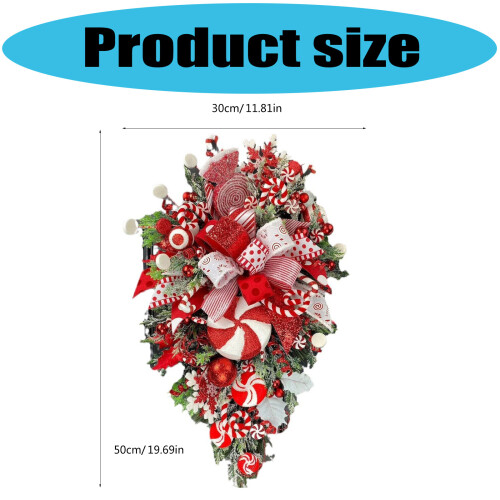 Holiday Candy Wreath Plastic Decoration Weather Resistant-Red 2
