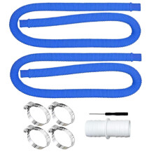 Pool Hose Set, Pump Tubing Replacement, Spa Vacuum Line, 39-Inch Flexible Blue Hose With Leakproof Clamps