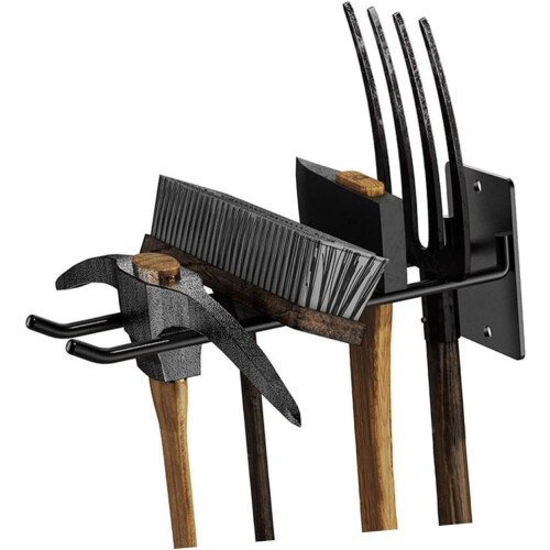 Wall-Mounted Storage Rack Garden Tool Organizer Broom Mop Holder Iron Material Space-Saving Design 2
