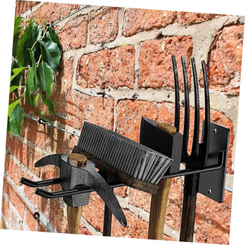 Wall-Mounted Storage Rack Garden Tool Organizer Broom Mop Holder Iron Material Space-Saving Design 1
