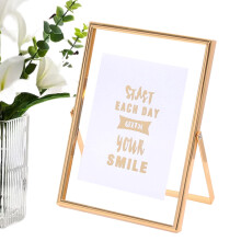 Generique Metal Photo Display Frames Glass Floating-Stand For Desktop Portrait Display Office Table Gold Silver Black