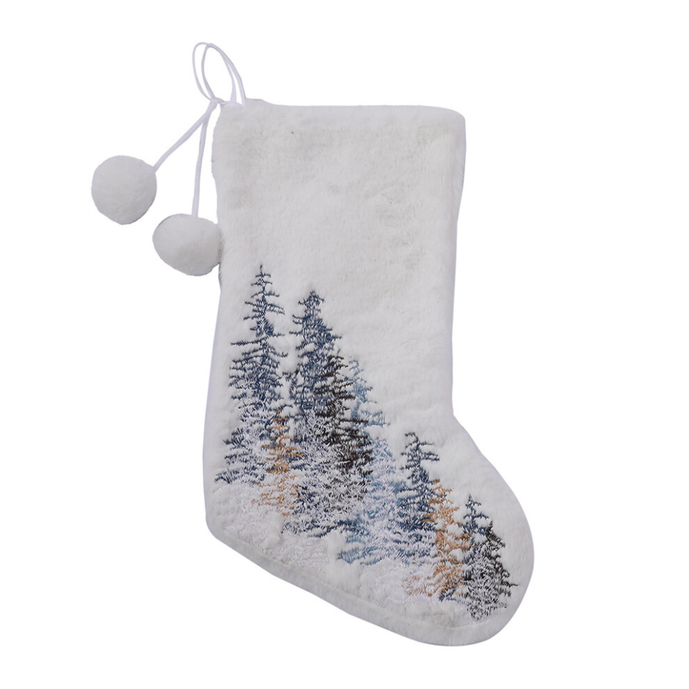 Wool Ball Embroidery Snowflake Christmas Stockings Large Faux-B
