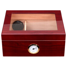 Handmade Cigar Humidor Cedar Desktop Cigar Box With Humidifier And Hygrometer Glass Top For 50 Cigars Red