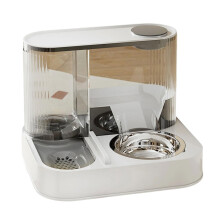 Automatic Refilling Pet Water Bowl And Food Dish Set Stainless Steel Removable Tray Anti Tip Base For Small Animals Gray