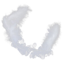 4Pcs Lightweight White Plume Cake Decoration with Pearl Accent