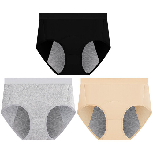 3Pcs Cuecas De Algodão Respiráveis E Confortáveis Para Menstruação