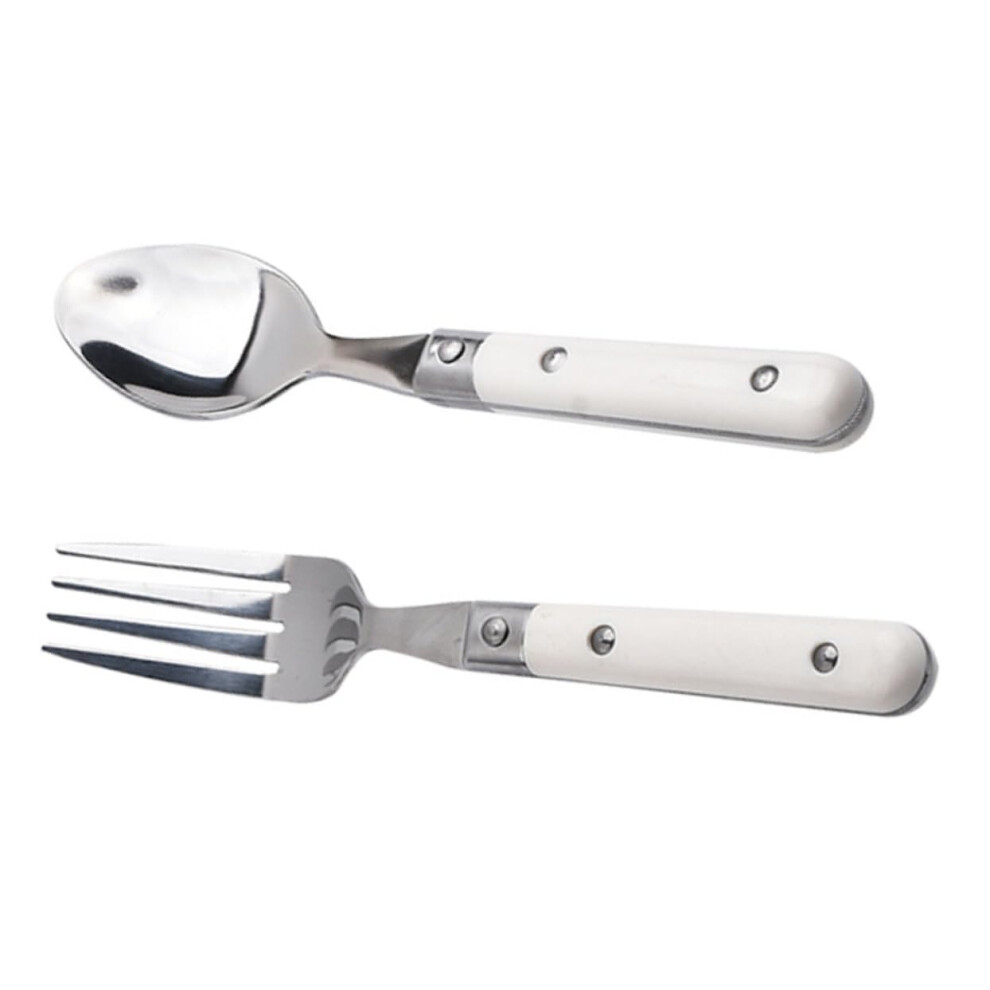 Boys and Girls's Fork Spoon Set 2-Piece Baby Cutlery Stainless Steel Forks Plastic Spoons Dining Set For Toddlers