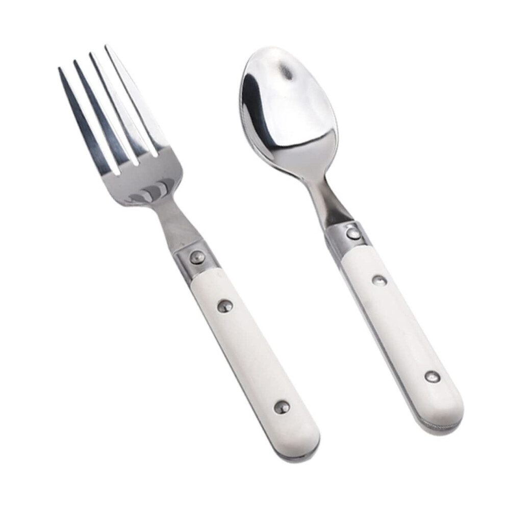 Stainless Steel Fork And Spoon 2Pcs Safe Cutlery For Weaning And Learning To Eat Independently For Boys And Girls