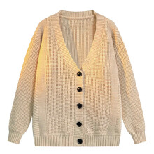 Men's Fine Knit Cardigan Size L Khaki V-Neck Relaxed Fit Casual Long Sleeve Button Placket Jacket Autumn Winter
