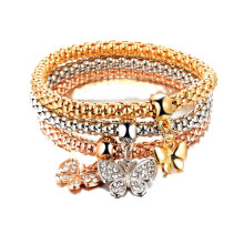 3-teiliges Damenarmband-set legierung mit diamantanhänger