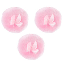 3- . Puderpinsel weich, langflorig, rosa mit Schleife