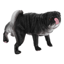 Realistische Plastik Mops Statue Hund Modell Tischdeko Schwarz