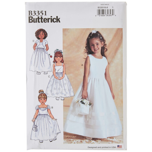 Butterick Patterns B3351 Size 6-7-8 Childrens/Girls Jacket and Dress, Pack of 1, White