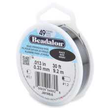 Beadalon Fil de cordage de perles en acier inoxydable 49 brins 0,013 po / 0,33 mm Noir 30 pi / 9,2 m