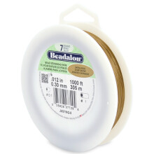Beadalon Fil de cordage de perles en acier inoxydable 7 brins 0,012 po / 0,30 mm Or satin 1000 pi / 305 m