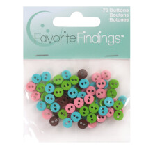 Blumenthal Lansing Lot de 75 mini boutons ronds pour vtements de poupe - Taille et style uniques - Fleurs et empilages - Rose marron, vert vif