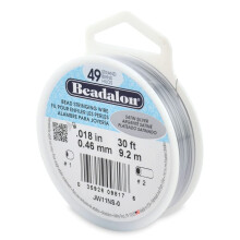 Beadalon Fil de cordage de perles en acier inoxydable 49 brins 0,018 po / 0,46 mm Argent satin 30 pi / 9,2 m