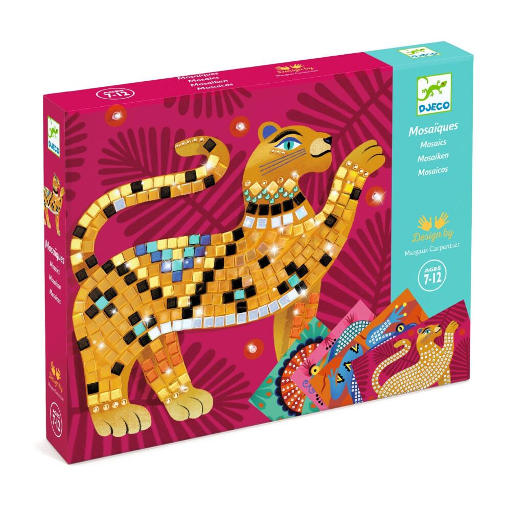 Djeco Lga Mosaics Deep In The Jungle - Create Your Own Mosaic Masterpiece - Fun & Creative For Family & Friends - Educational Sticker Craft Kit For