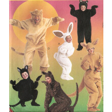 McCall's M6106 Adult's Bear Lion Bunny Kangaroo and Cat Animal Costume Sewing Patterns Size M
