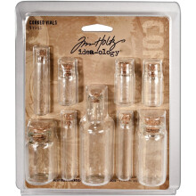 Idea-Ology Corked Glass Vials 9/Pkg-Clear 1.25" To 3"