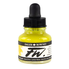 Daler-Rowney FW Acrylfarbe Flasche Zitronengelb - Vielseitige Acrylzeichnungsfarbe für Künstler und Schüler - Permanente Kalligrafie-Tinte