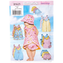 Butterick Patterns B5625 Size NB0 NB-Small-M Infants Romper Jumper Panties and Hat, Pack of 1, White