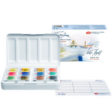 White Nights Professional Watercolor Set - 12 Full Pans of Extra Fine Artist-Grade Pigments Vibrant Lightfast Colors Portable Durable Plastic Box b