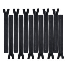 YKK 8"""" #3 Nylon spiraalritsen voor ambachtelijke projecten - Kleur zwart (12 ritsen/pakket) Gemaakt in de VS