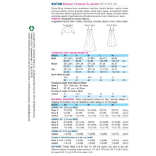 Kwik Sew K3736 Patrσn de costura para vestidos y chaquetas talla XS-S-M-L-XL