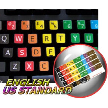 Apprendimento di adesivi colorati inglesi con lettere grandi (maiuscole) per tastiera