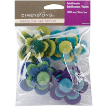 D72-73828 - * Dimensions Wool Felt - Layer ed Cool Flowers (x4)