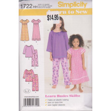 Simplicity 1722 Leren naaien Meisjes Pyjama Naaipatronen, Maten 3-6