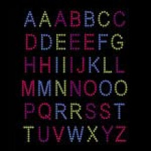 Lettres de l'alphabet colores repasser sur le transfert de T-Shirt Rhinestud par JCS strass