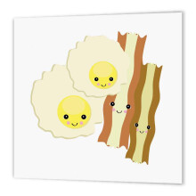 3dRose ht_102708_3 Mignon Kawaii Happy Kawaii Oeufs de petit-djeuner et bacon - Fer repasser sur transfert thermique pour matriau 10 x 10 pou