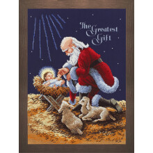 Janlynn Zählstickerei Kit, Knielender Weihnachtsmann Navy