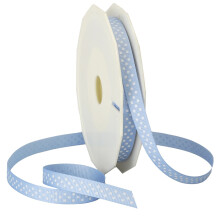 Morex Ribbon Swiss Dot Ripsband aus Polyester, 3/8 Zoll auf 20-Yard-Spule, Hellblau