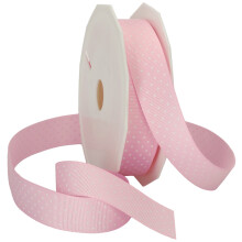 Wstążka Grosgrain z Poliestru Morex Swiss Dot, 7/8-Cala na 20-Jardową Szpulę, Jasnoróżowa