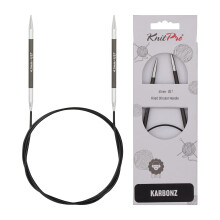 KnitPro 80 cm x 4.5 mm Karbonz Fixed Circular Needles, Black and Silver
