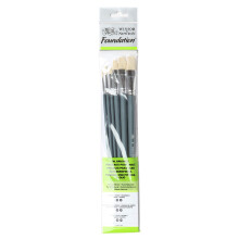 Winsor & Newton Foundation Oil Brush Long Handle, Set of 6, Wood, Multicoloured, 7 x 1 x 4.3 cm