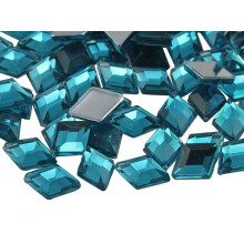 Allstarco 10x7mm Modr Aqua .QR Diamantov akrylov kamnky s plochm hrbetem Plastov drahokamy pro vrobu perku Kostmov perky Cosplay ozdoby -