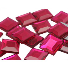 Flad ryg Firkantet akryl Rhinestones 15 mm Plastic Gems Kostume Juveler Udsmykning til smykkefremstilling - 30 stykker (Pink Fuchsia .MAR09)