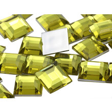 Flad bagside Firkantet akryl Rhinestones 15 mm plastik ?delstene Kostume juveler udsmykning til smykkefremstilling - 30 stykker (Yellow Jonquil H