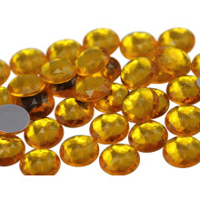 15 mm flad ryg rund akryl rhinestones plastik ?delstene til smykkefremstilling Kostume juveler Cosplay udsmykning - 40 stykker (Guld Topaz A02)