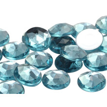 11mm ploch zadn kulat akrylov kamnky Plastov drahokamy pro vrobu perku Cosplay ozdoby - 75 kusu (Blue Aqua .QR120)