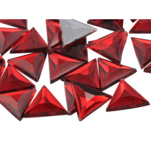 Allstarco 13mm flad ryg trekant Akryl Rhinestones Plastic Gems Plast Kostume Juveler Udsmykning - 50 stykker (Red Ruby .TM)