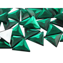 Allstarco 13 mm flad ryg trekant Akryl Rhinestones Plastic Gems Plast Kostume Juveler Udsmykning - 50 stykker (Gr?n Emerald .MD)
