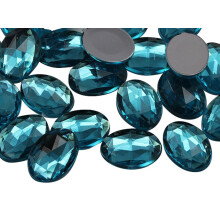 Allstarco 18x13mm Bl? Aqua .QR Flad Ryg Oval Akryl Rhinestones Plast Kostume ?delstene Cosplay Udsmykning Dekorationer - 35 stk.