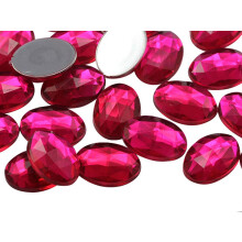 Allstarco 18x13mm vaaleanpunainen fuksia .MAR09 tasainen selk soikea akryyli strassit Muoviset pukuhelmet Cosplay koristeet koristeet - 35 kpl